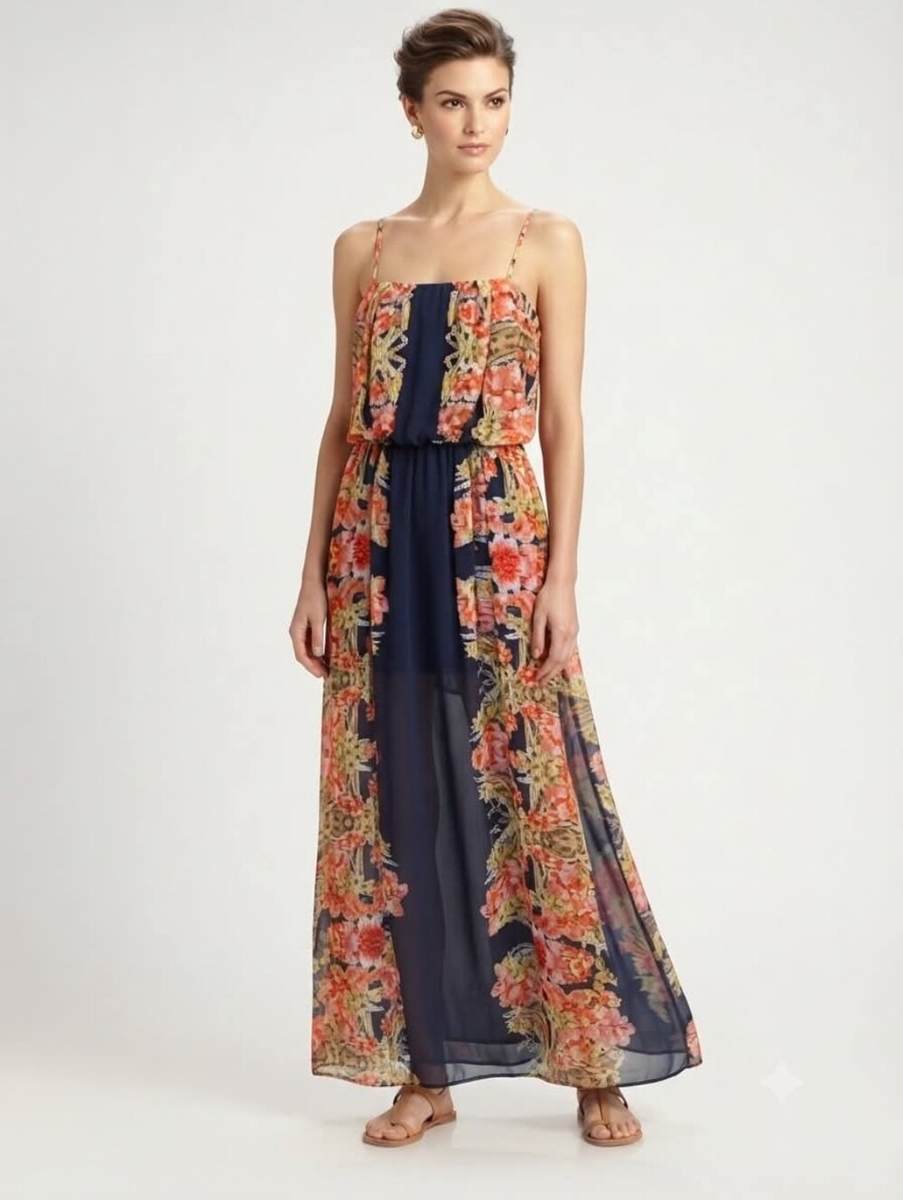 City Studio Dress Floral Maxi with Spaghetti Straps Size XS